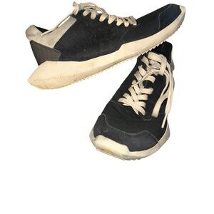 Rick owens black white lace up wide bottom sneakers shoes 5 1/2